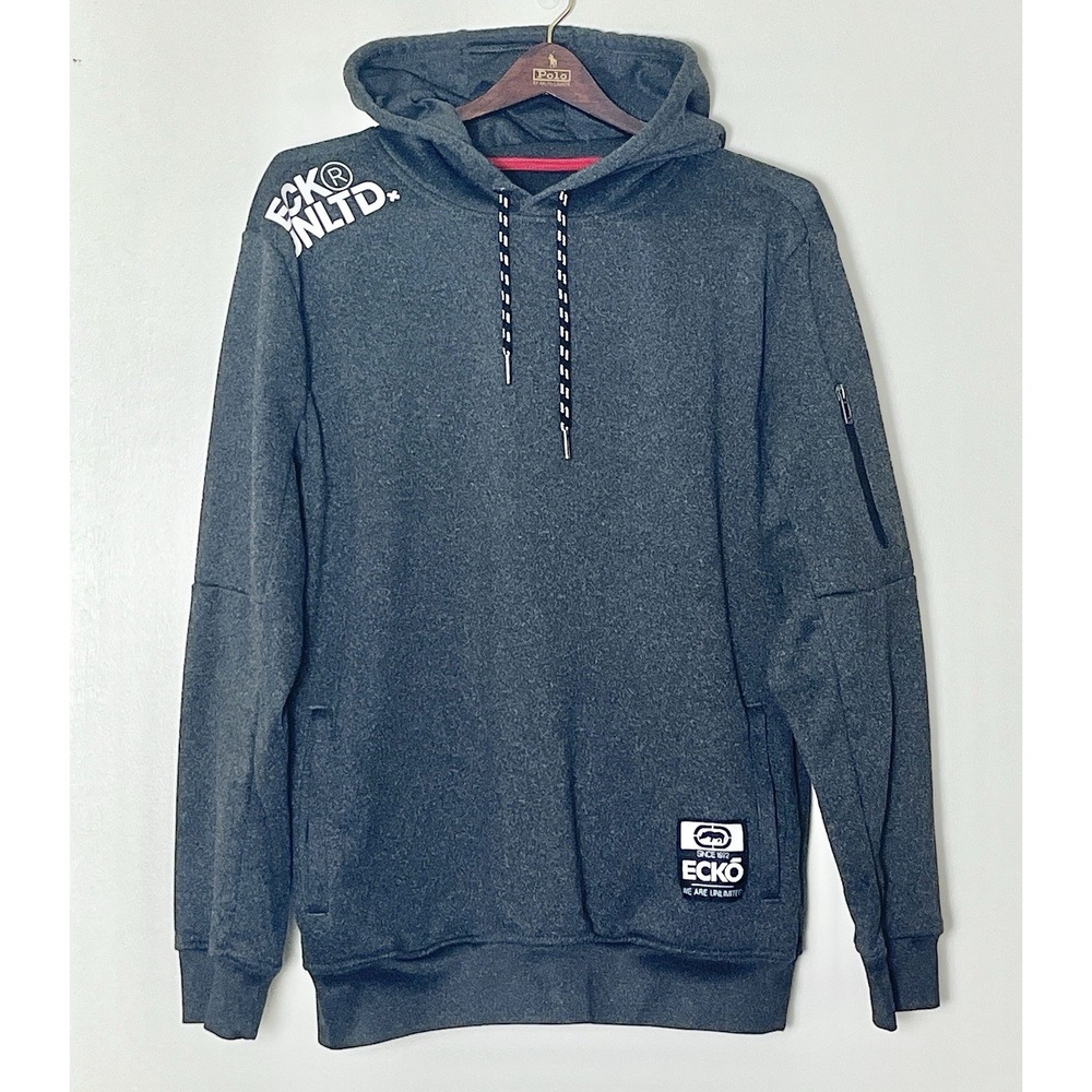 Ecko Unltd. Hoodie Men's Medium Gray Vintage Y2K Streetwear 2000s‎ Sportswear